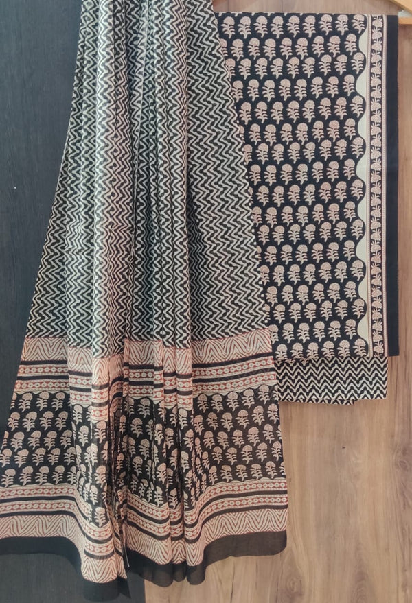 EXCLUSIVE HAND BLOCK PRINT PURE COTTON SUIT WITH COTTON MULMUL DUPATTA (MALYS191)