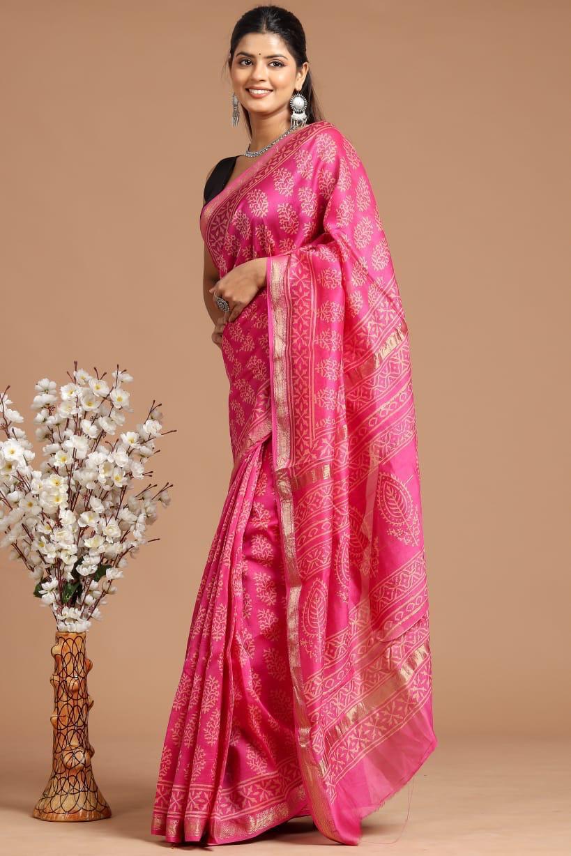 EXCLUSIVE HAND BLOCK MAHESWARI SILK SAREE ( MSYS54)