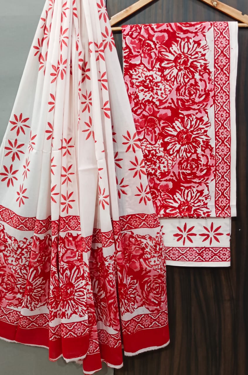Cotton Suit Set With mulmul dupatta