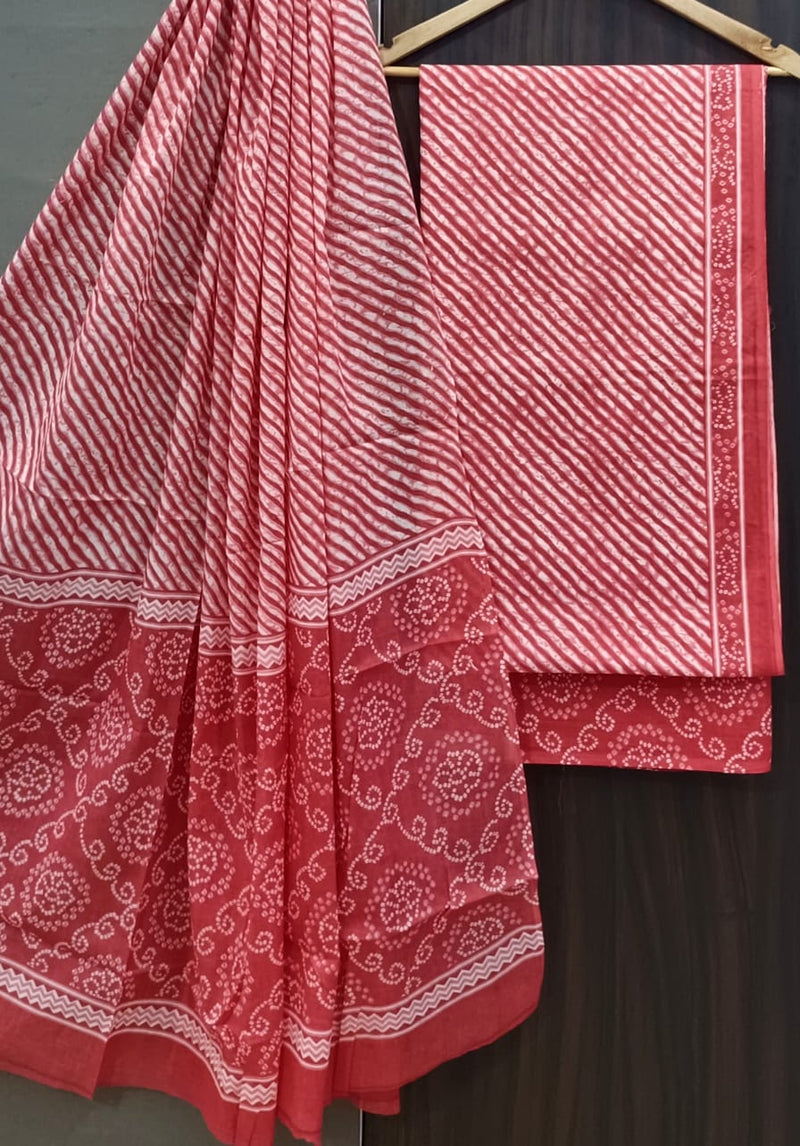 DESIGNER HAND BLOCK PRINT PURE COTTON SUIT WITH MULMUL DUPATTA (MALYS86)