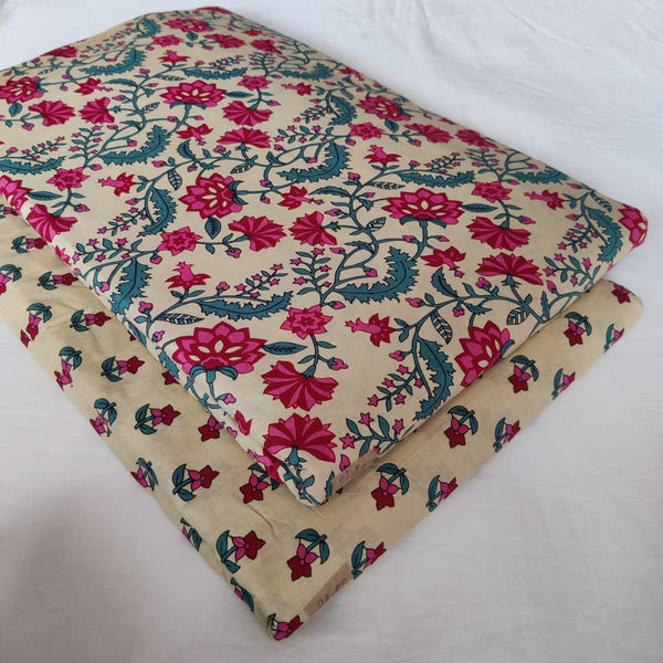 Traditional Hand block print Cotton top and bottom set (2PCYS157)