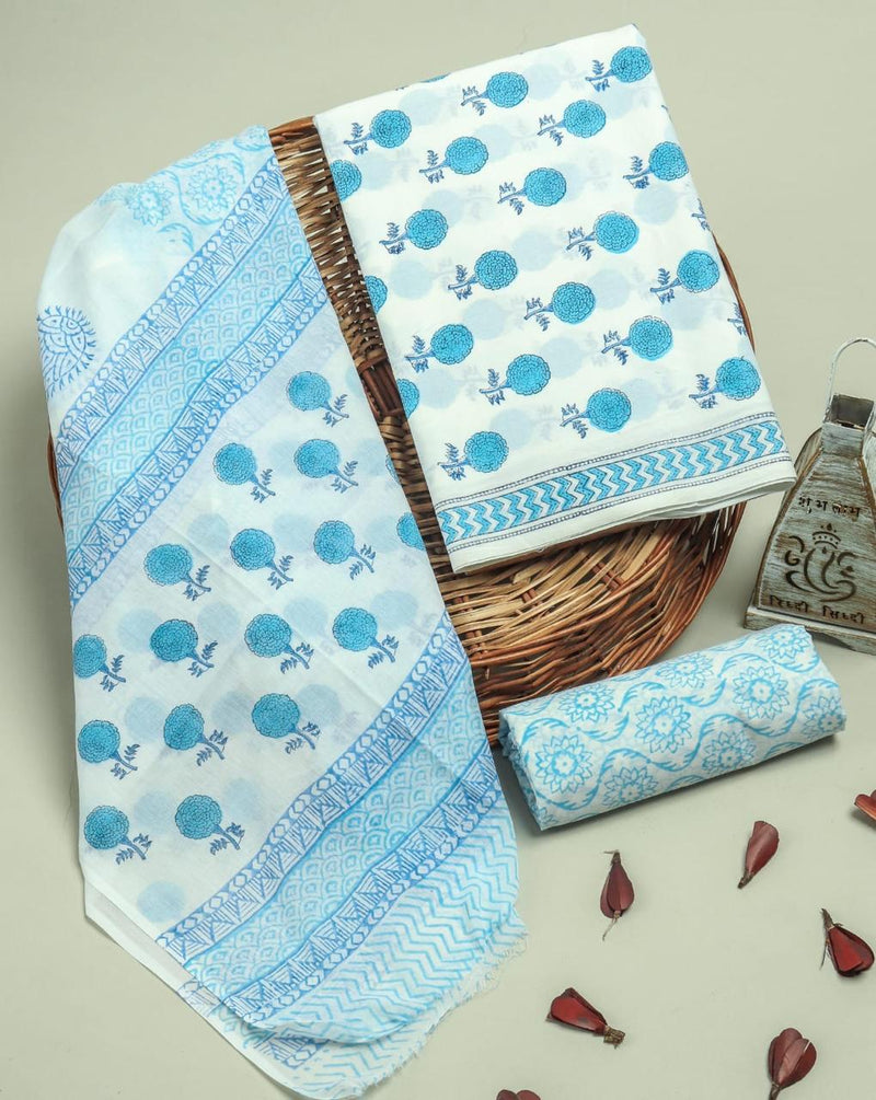 EXCLUSIVE HAND BLOCK PRINT PURE COTTON SUIT WITH COTTO MULMUL DUPATTA (MALYS118)