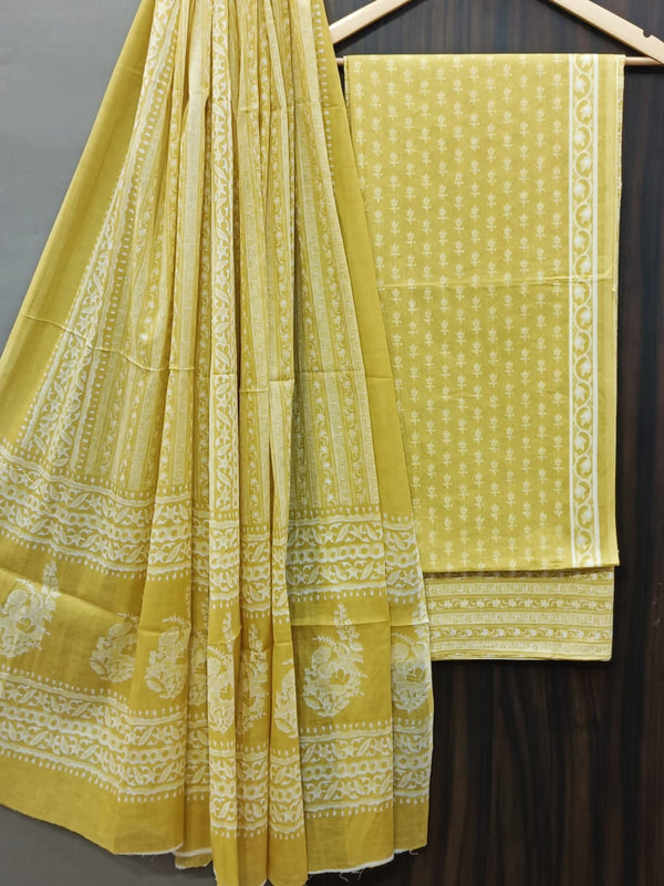 YUVI STYLE HAND BLOCK PRINT PURE COTTON SUIT WITH COTTON MULMUL DUPATTA (MALYS169)