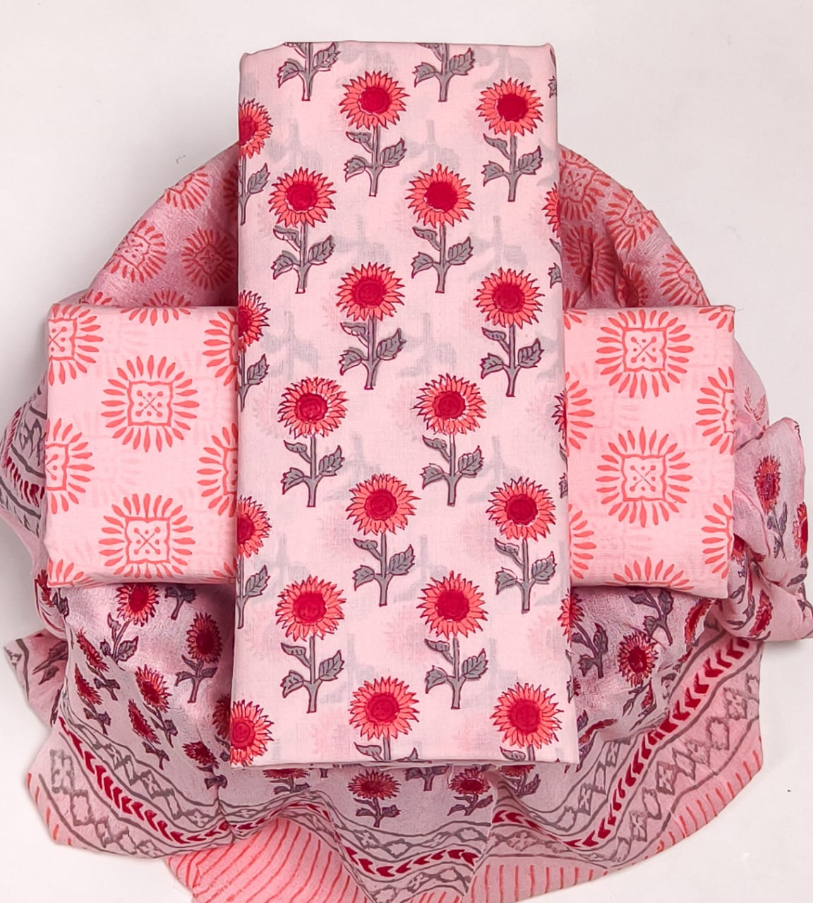 EXCLUSIVE HAND BLOCK PRINT PURE COTTON SUIT WITH CHIFFION DUPTTA (PCHFYS117)