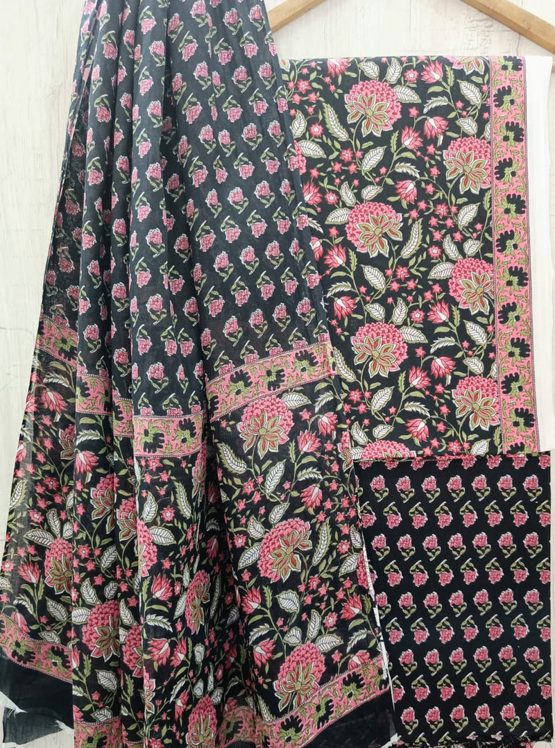 EXCLUSIVE HAND BLOCK PRINT PURE COTTON SUIT WITH COTTO MULMUL DUPATTA (MALYS119)