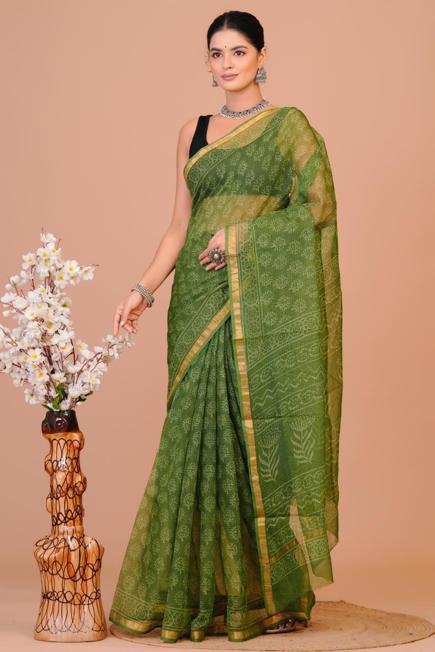 DESIGNER HAND BLOCK PRINTED KOTA DORIA SILK SAREE(KDSYS17)