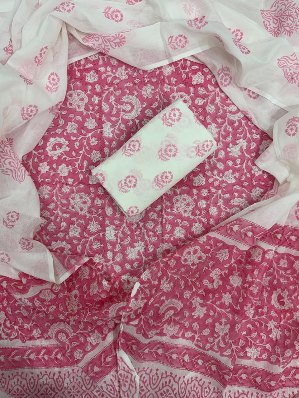 YUVI STYLE HAND BLOCK PRINT PURE COTTON SUIT WITH COTTON MULMUL DUPATTA (MALYS175)