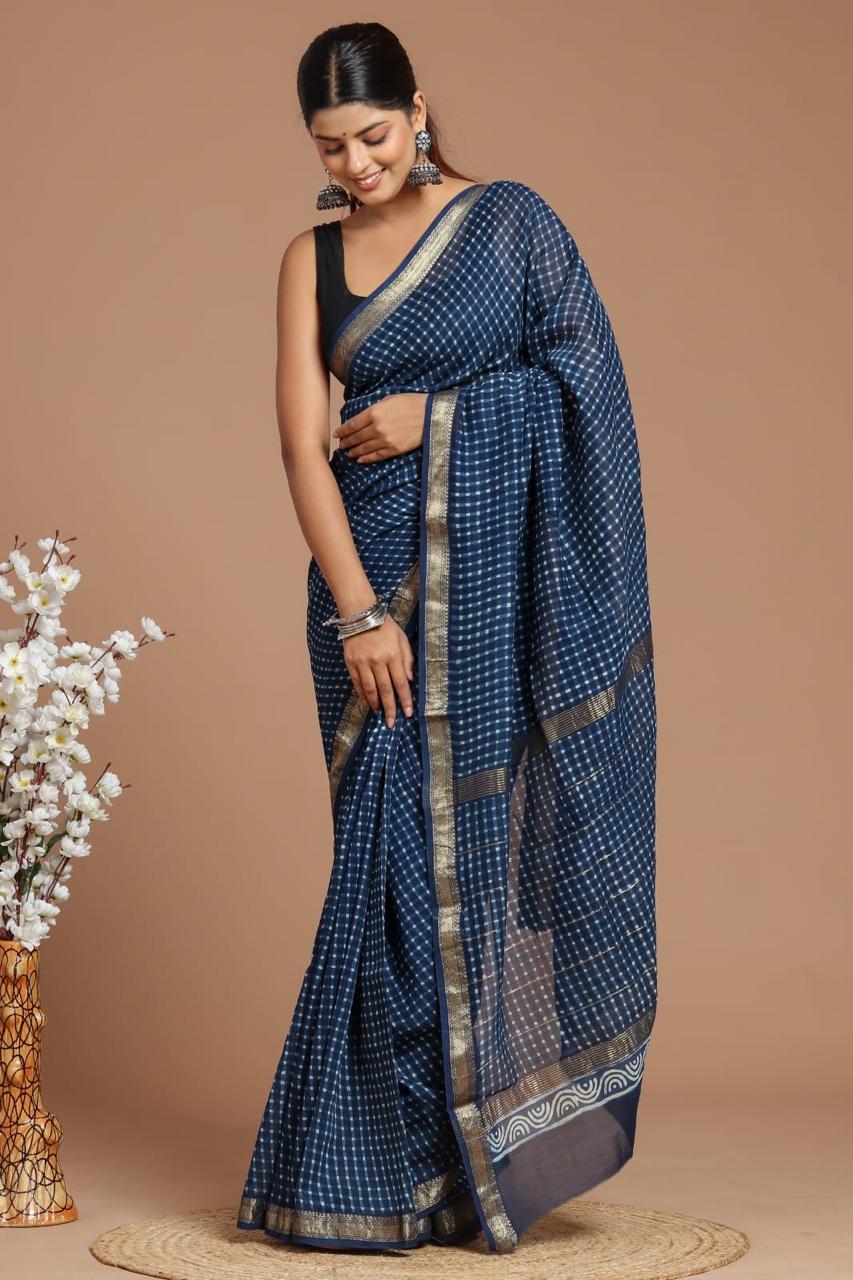 EXCLUSIVE HAND BLOCK PREMIUM MAHESWARI SILK SAREE ( MSYS37)