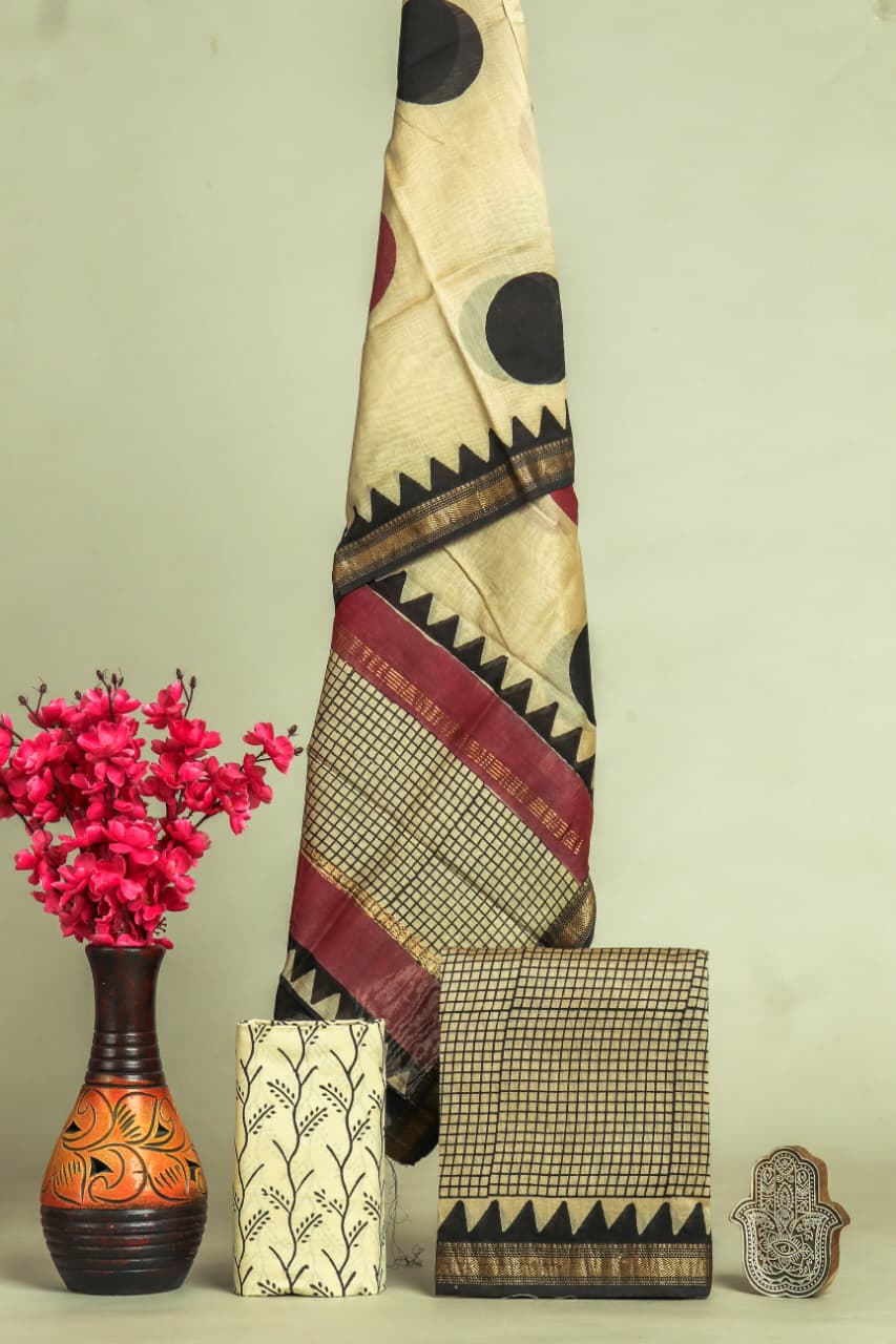 BAGRU PRINTED MAHESHWARI SILK SUIT WITH MAHESHWARI SILK DUPTTA  (MSLYS197)