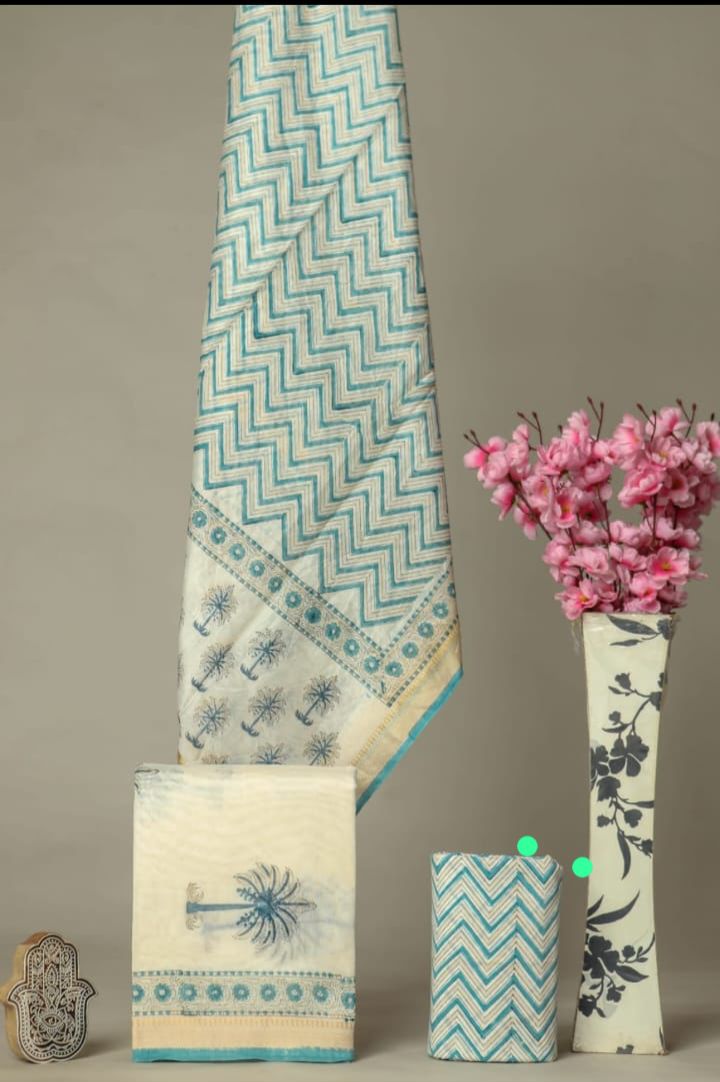 YUVI STYLE HAND BLOCK PRINT MAHESHWARI SILK SUIT WITH MAHESHWARI SILK DUPATTA (MSLYS114)