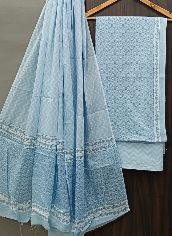 TRADITIONAL HAND BLOCK PRINT PURE COTTON SUIT WITH COTTON MULMUL DUPATTA( MALYS195)