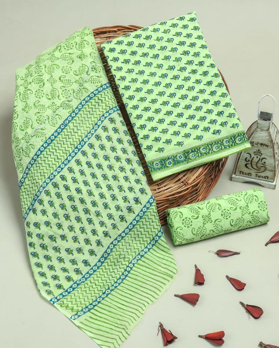 EXCLUSIVE HAND BLOCK PRINT PURE COTTON SUIT WITH COTTON MULMUL DUPATTA (MALYS197)