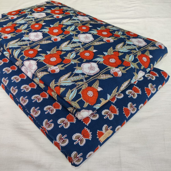Traditional Hand block print Cotton top and bottom set (2PCYS78)