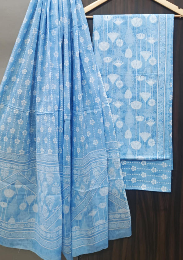 YUVI STYLE HAND BLOCK PRINT PURE COTTON SUIT WITH COTTON MULMUL DUPATTA (MALYS166)