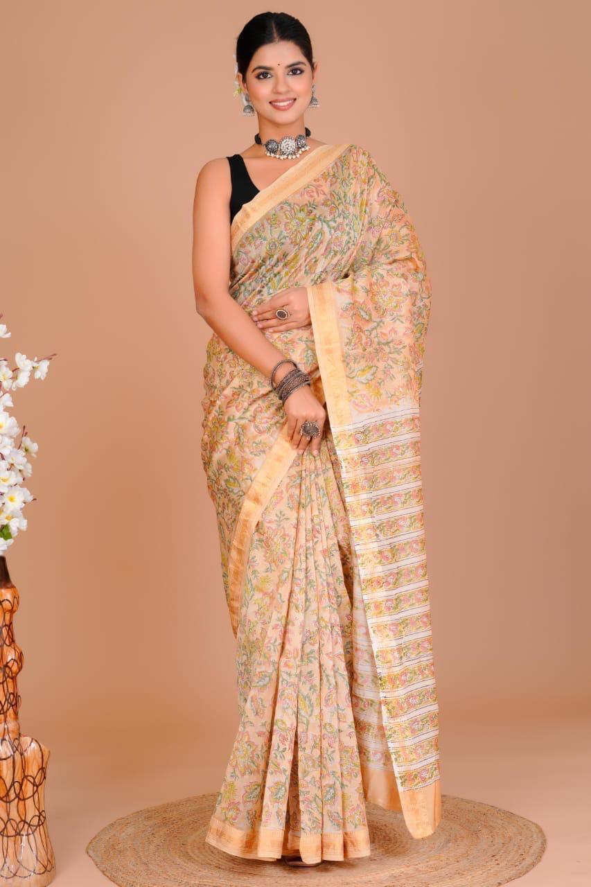 EXCLUSIVE HAND BLOCK PREMIUM MAHESWARI SILK SAREE ( MSYS26)