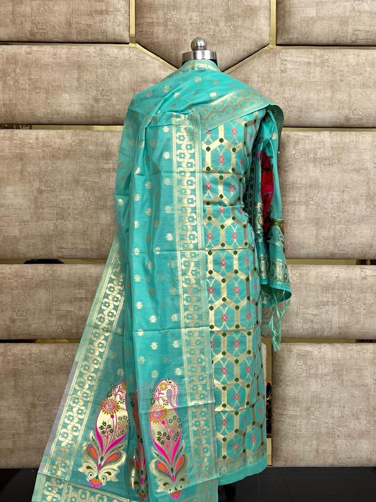 TRADITIONAL BANARASI JAMDANI COTTON SUIT SET (BJCYS16)