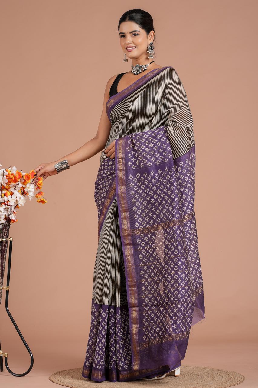 EXCLUSIVE HAND BLOCK MAHESWARI SILK SAREE ( MSYS54)