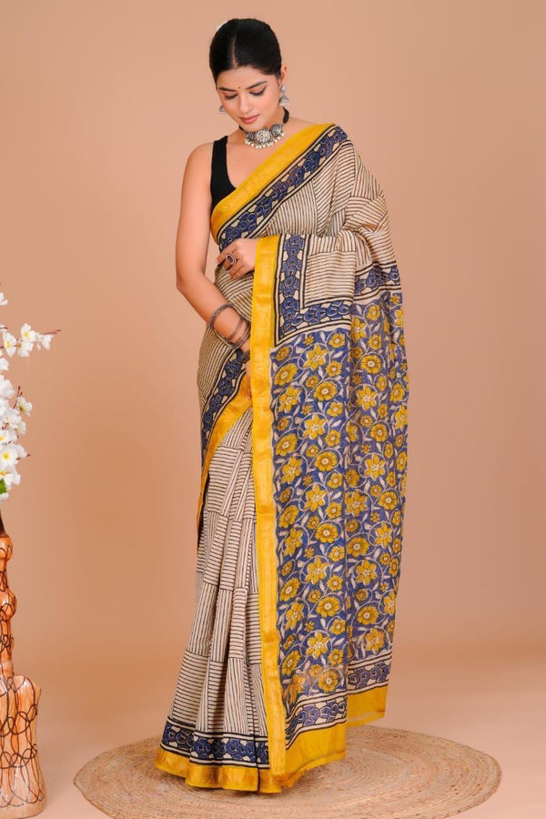 EXCLUSIVE HAND BLOCK PREMIUM MAHESWARI SILK SAREE ( MSYS14)