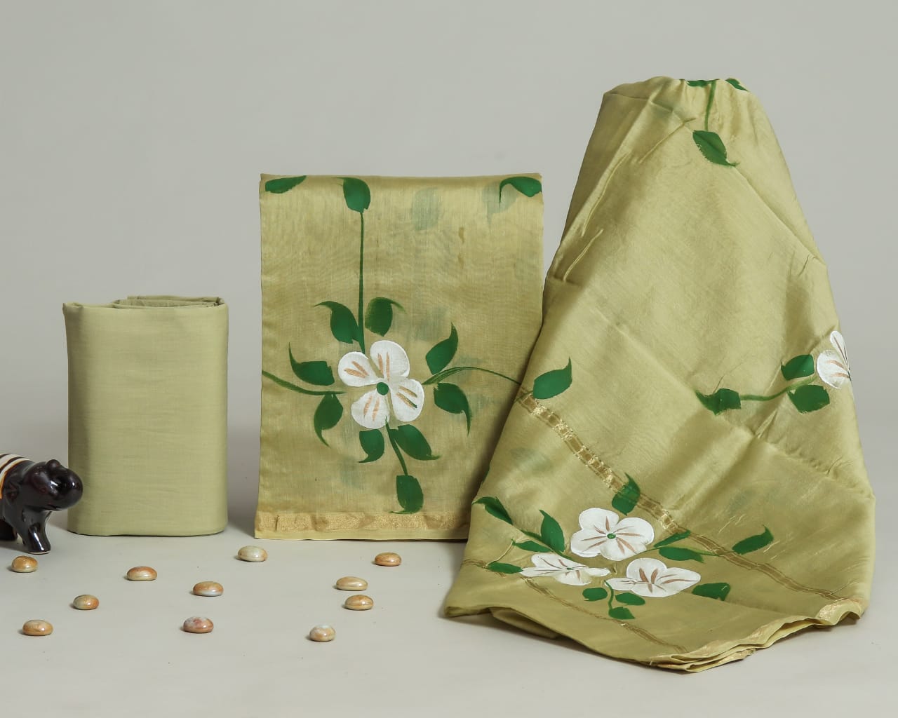 DESIGNER HAND BLOCK PRINT CHANDERI SILK SUIT SET WITH PREMIUM CHANDERI DUPATTA (CHDYS104)