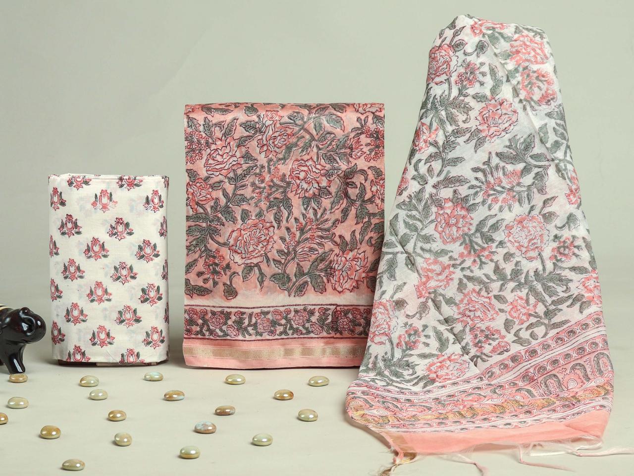 Designer Hand Block Print Chanderi Silk Suit set with Premium Chanderi Dupatta (CHDYS09)