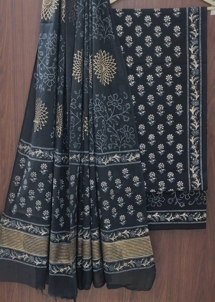 DESIGNER HAND BLOCK PRINT PURE COTTON SUIT WITH MULMUL DUPATTA(MALYS335)