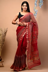 DESIGNER HAND BLOCK PRINTED KOTA DORIYA SILK SAREE (KDSYS10)