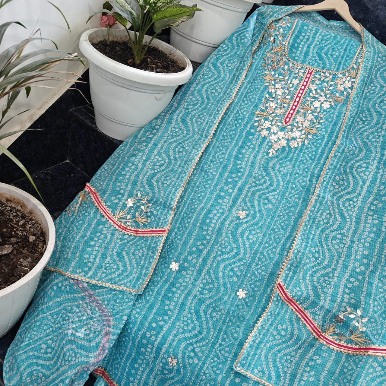 YUVI STYLE FULL KOTA DORIYA TOP AND DUPTTA SUIT WITH GOTA PATTI WORK (FKDYS95)