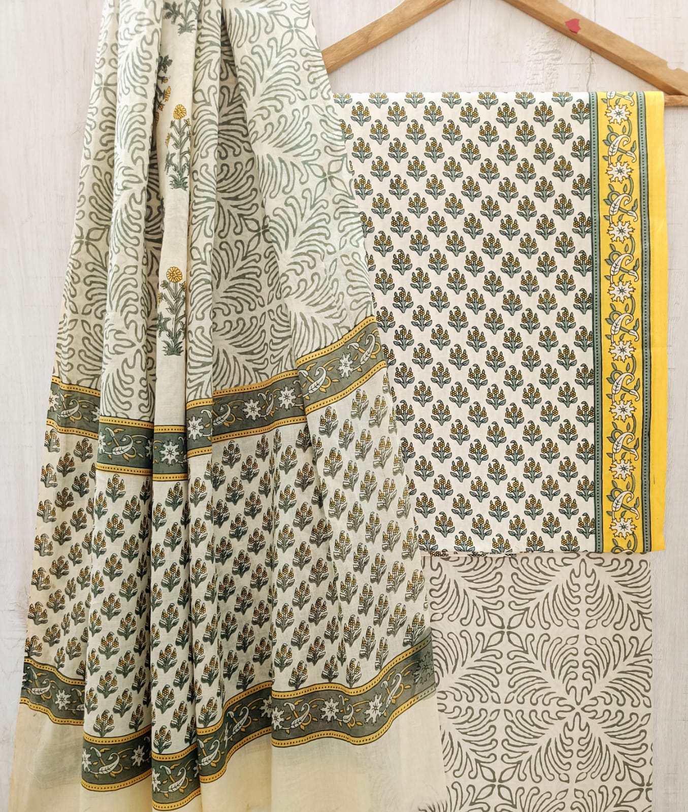 Designer Hand Block Print Pure Cotton Suit with Cotton Mulmul Dupatta (MALYS14)