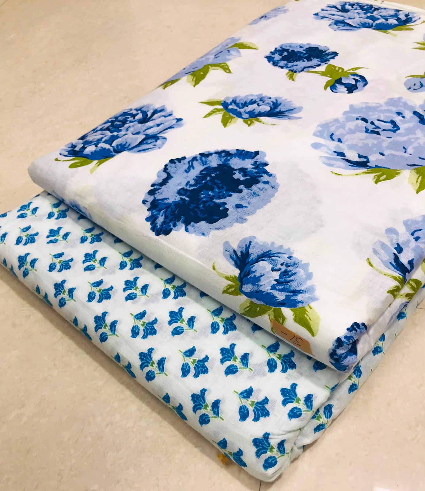 Traditional Hand block print Cotton top and bottom set (2PCYS47)