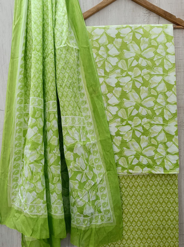 TRADITIONAL HAND BLOCK PRINT PURE COTTON SUIT WITH  MULMUL DUPATTA( MALYS180)