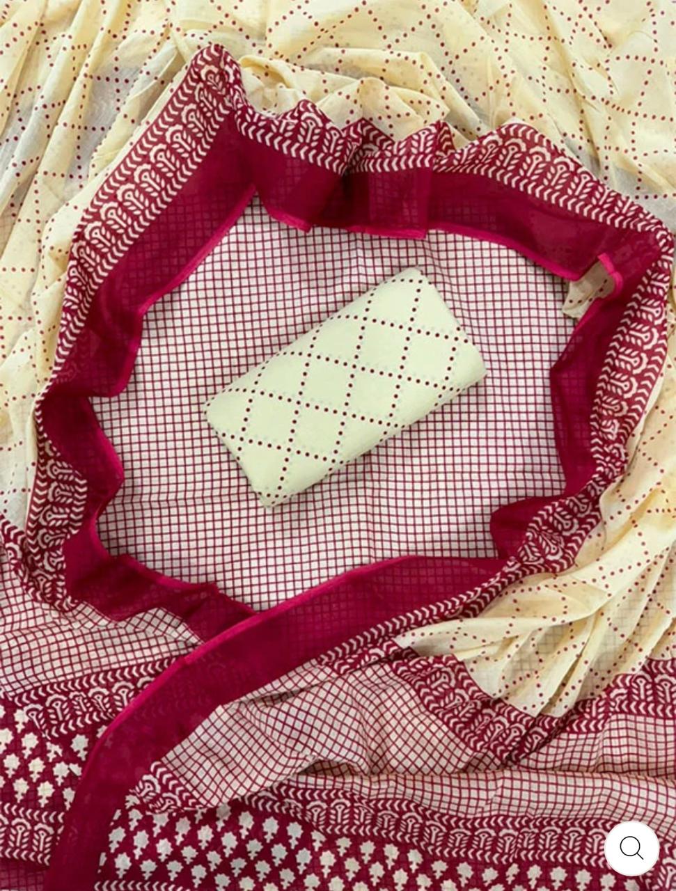 EXCLUSIVE HAND BLOCK PRINT PURE COTTON SUIT WITH COTTON MULMUL DUPATTA (MALYS158)