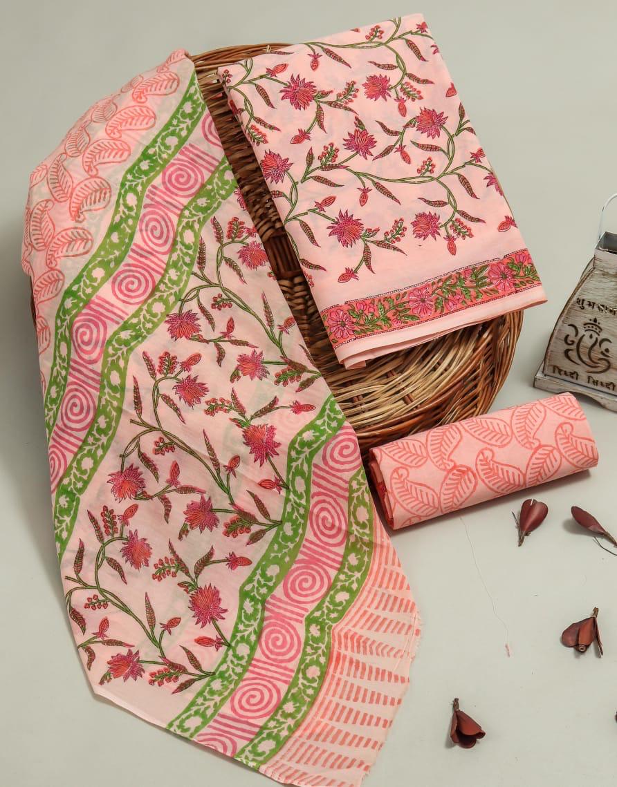 EXCLUSIVE HAND BLOCK PRINT PURE COTTON SUIT WITH COTTO MULMUL DUPATTA (MALYS121)