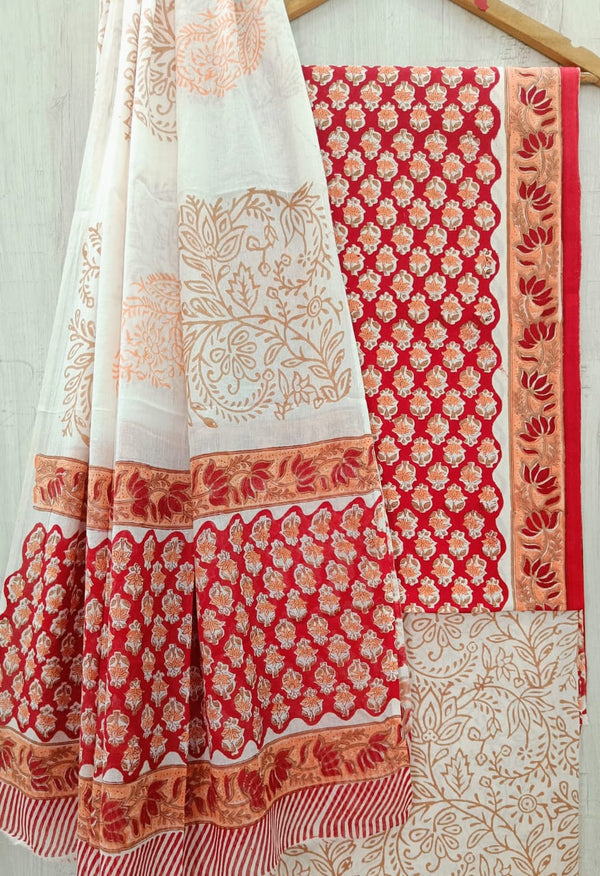 EXCLUSIVE HAND BLOCK PRINT PURE COTTON SUIT WITH MULMUL DUPATTA (MALYS280)