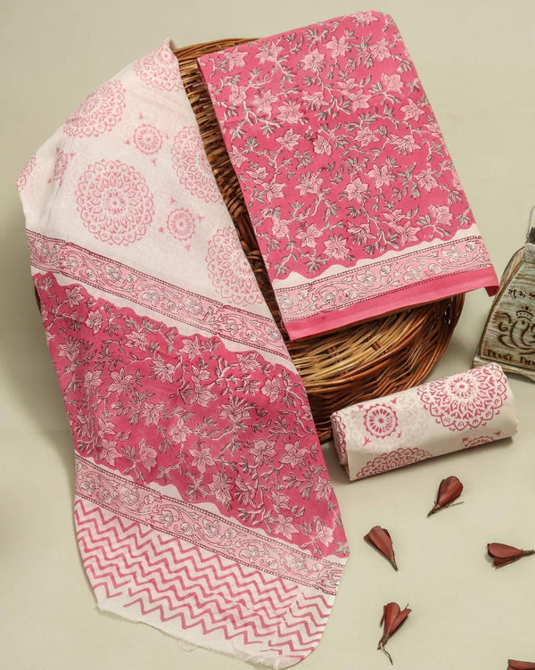 DESIGNER HAND BLOCK PRINT PURE COTTON SUIT WITH COTTON MULMUL DUPATTA(MALYS38)