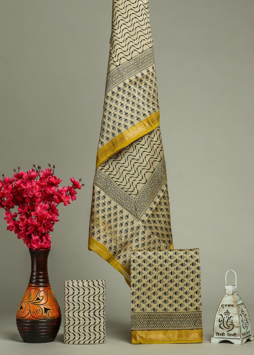 EXCLUSIVE HAND BLOCK PRINT MAHESHWARI SILK SUIT WITH MAHESHWARI SILK DUPPTA (MSLYS146)