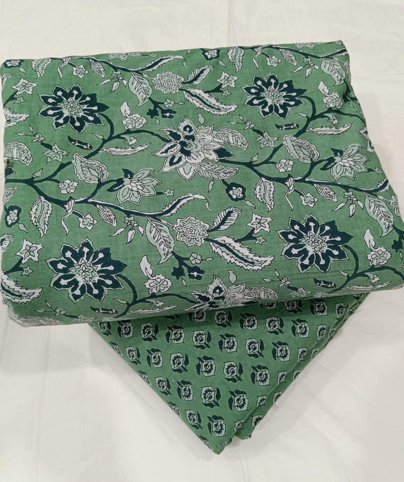Traditional Hand block print Cotton top and bottom set (2PCYS88)