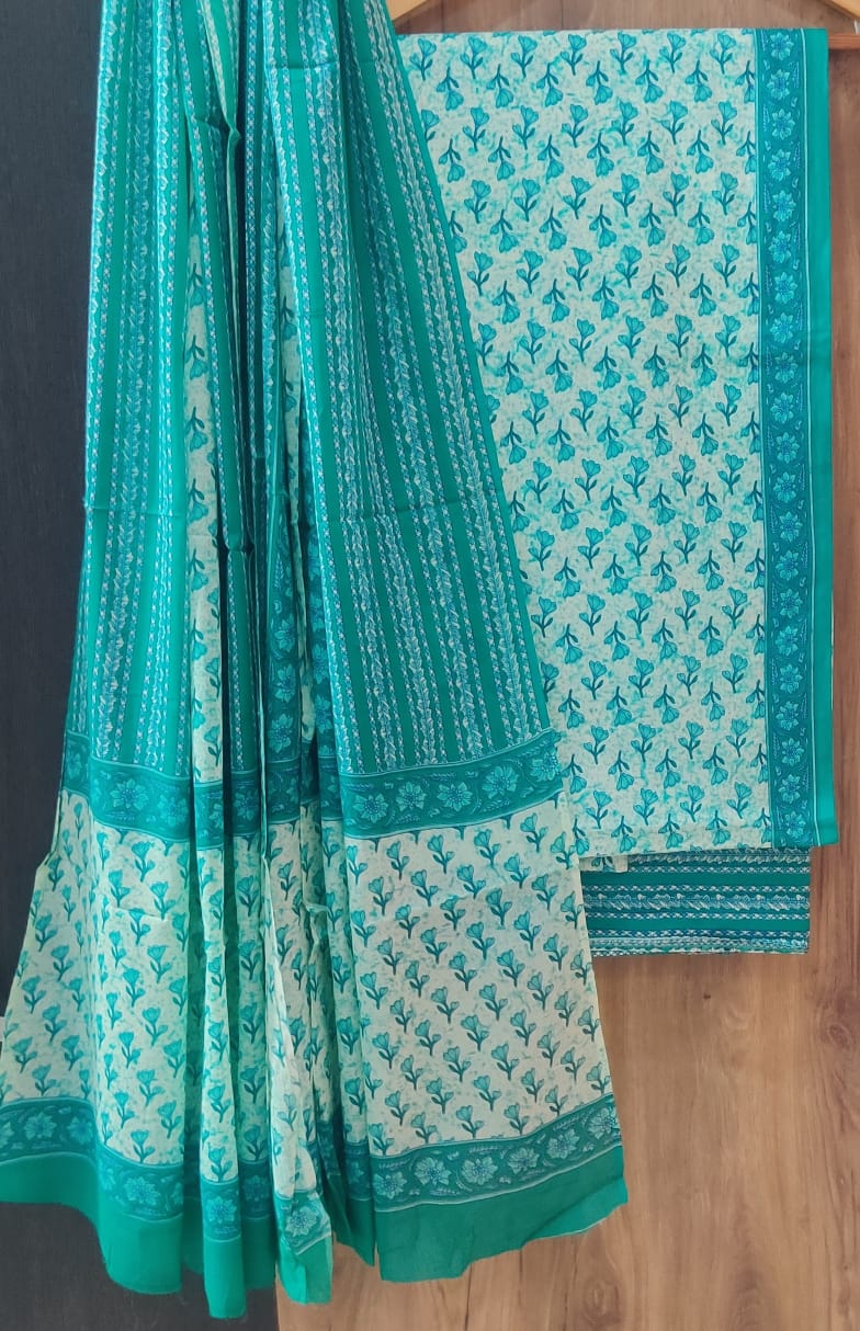 EXCLUSIVE HAND BLOCK PRINT PURE COTTON SUIT WITH COTTO MULMUL DUPATTA (MALYS254)