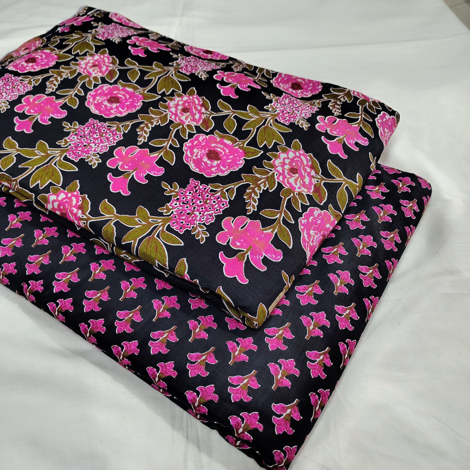 TRADITIONAL HAND BRUSH FLOWER PRINT COTTON TOP AND BOTTOM SET (2PCYS30)