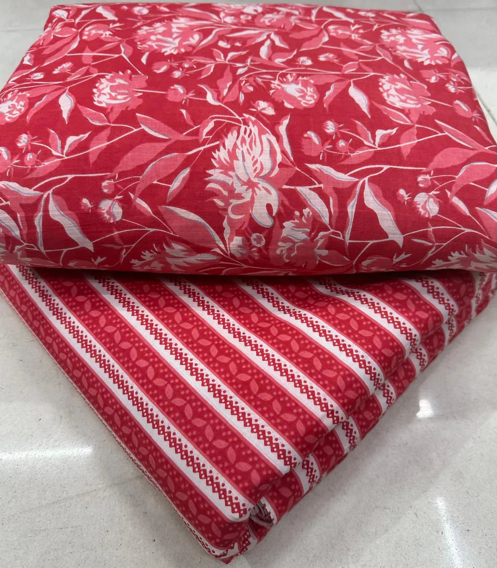 Traditional Hand block print Cotton top and bottom set (2PCYS04)