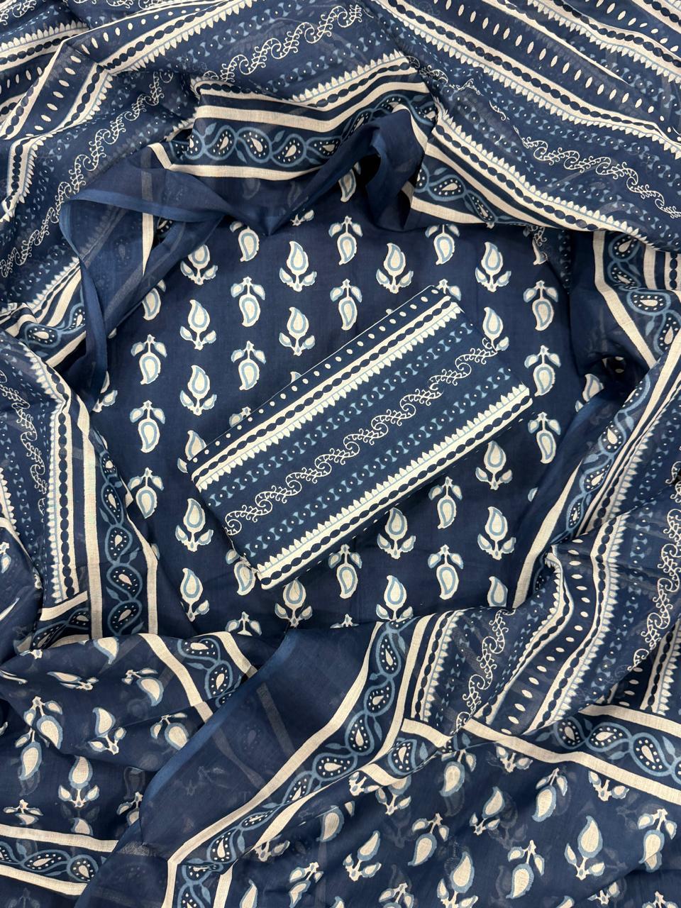 EXCLUSIVE HAND BLOCK PRINT PURE COTTON SUIT WITH COTTO MULMUL DUPATTA (MALYS123)