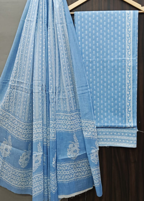 ELEGAT HAND BLOCK PRINT COTTON SUIT SET WITH MULMUL DUPATTA (MALYS300)