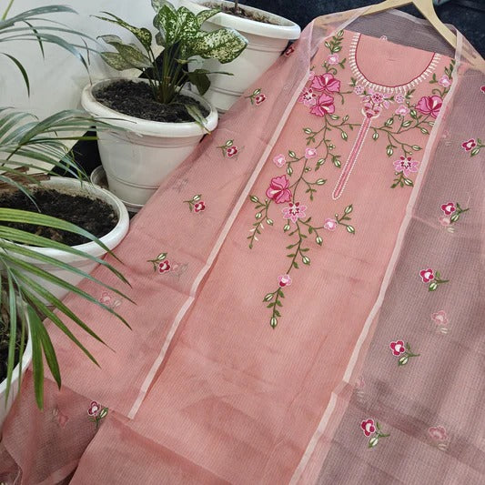 Yuvi Style  Kota Doria Suit With Embroidery Work (FKDYS112)
