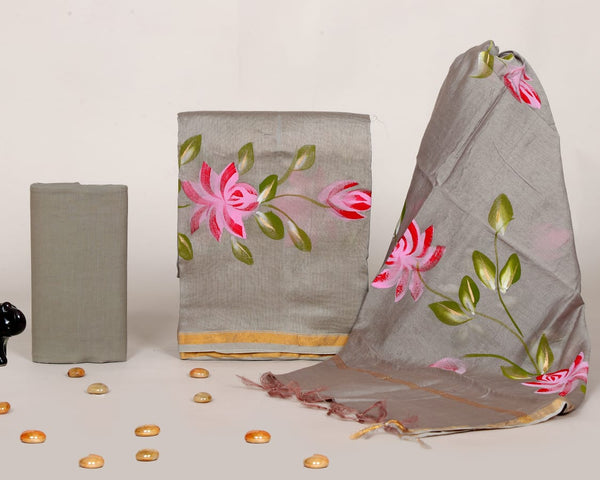 Designer Hand Block Print Chanderi Silk Suit set with Premium Chanderi Dupatta (CHDYS02)
