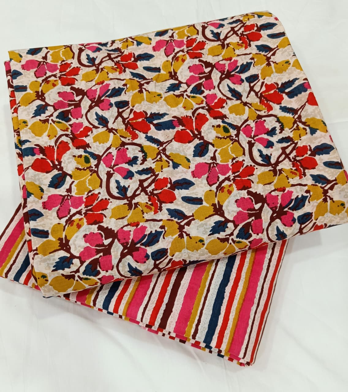 Traditional Hand block print Cotton top and bottom set (2PCYS73)