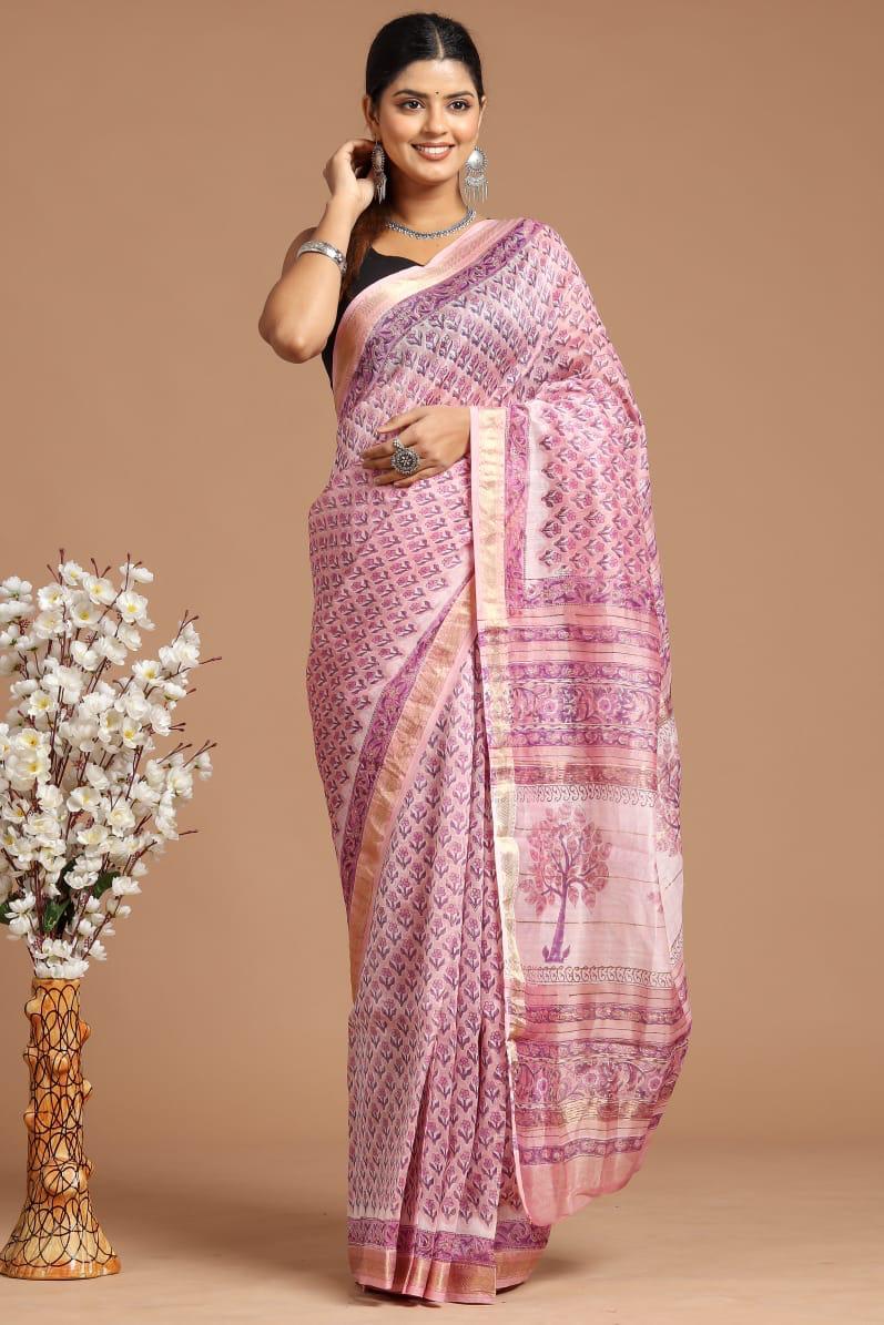 EXCLUSIVE HAND BLOCK PREMIUM MAHESWARI SILK SAREE ( MSYS14)