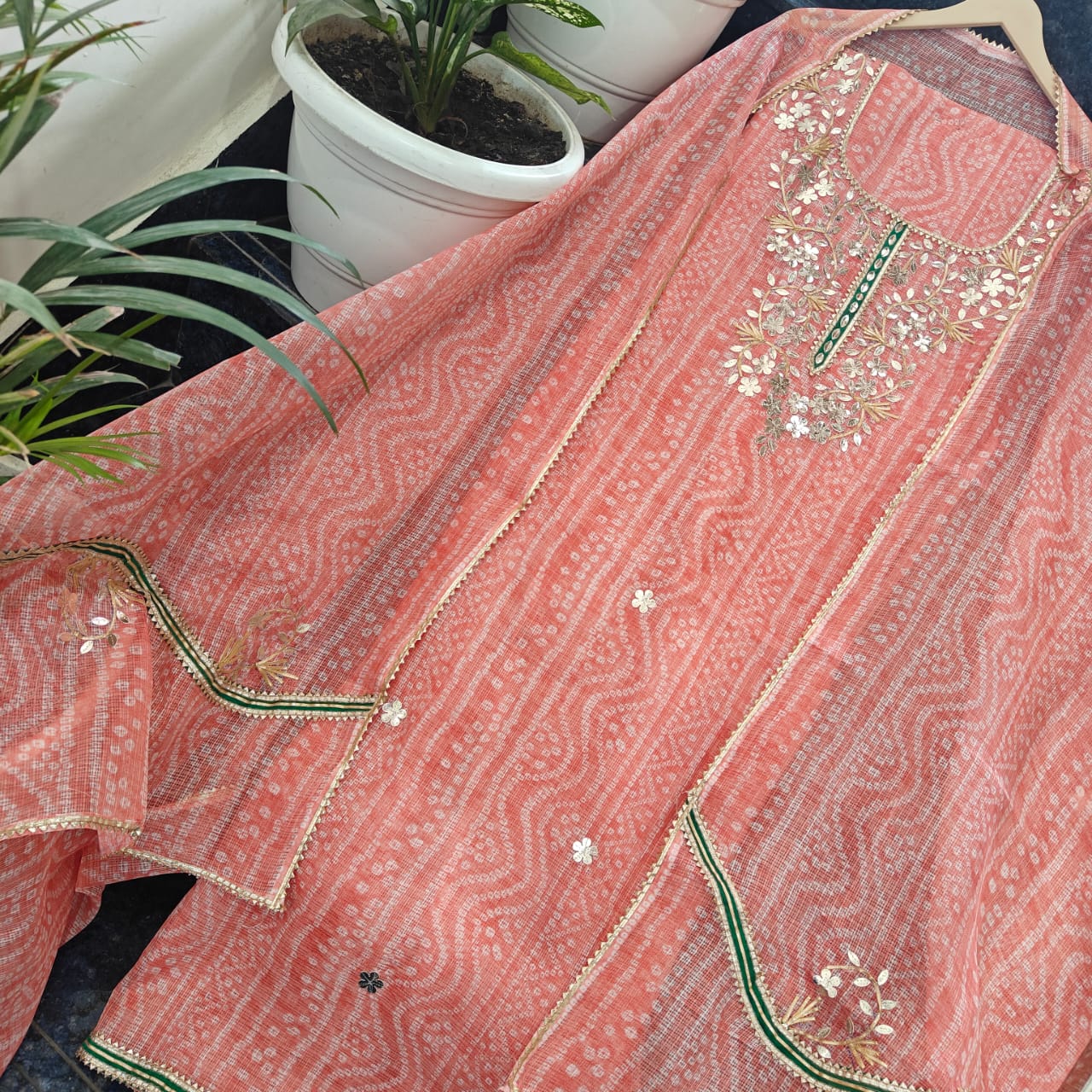 YUVI STYLE FULL KOTA DORIYA TOP AND DUPTTA SUIT WITH GOTA PATTI WORK  (FKDYS59)