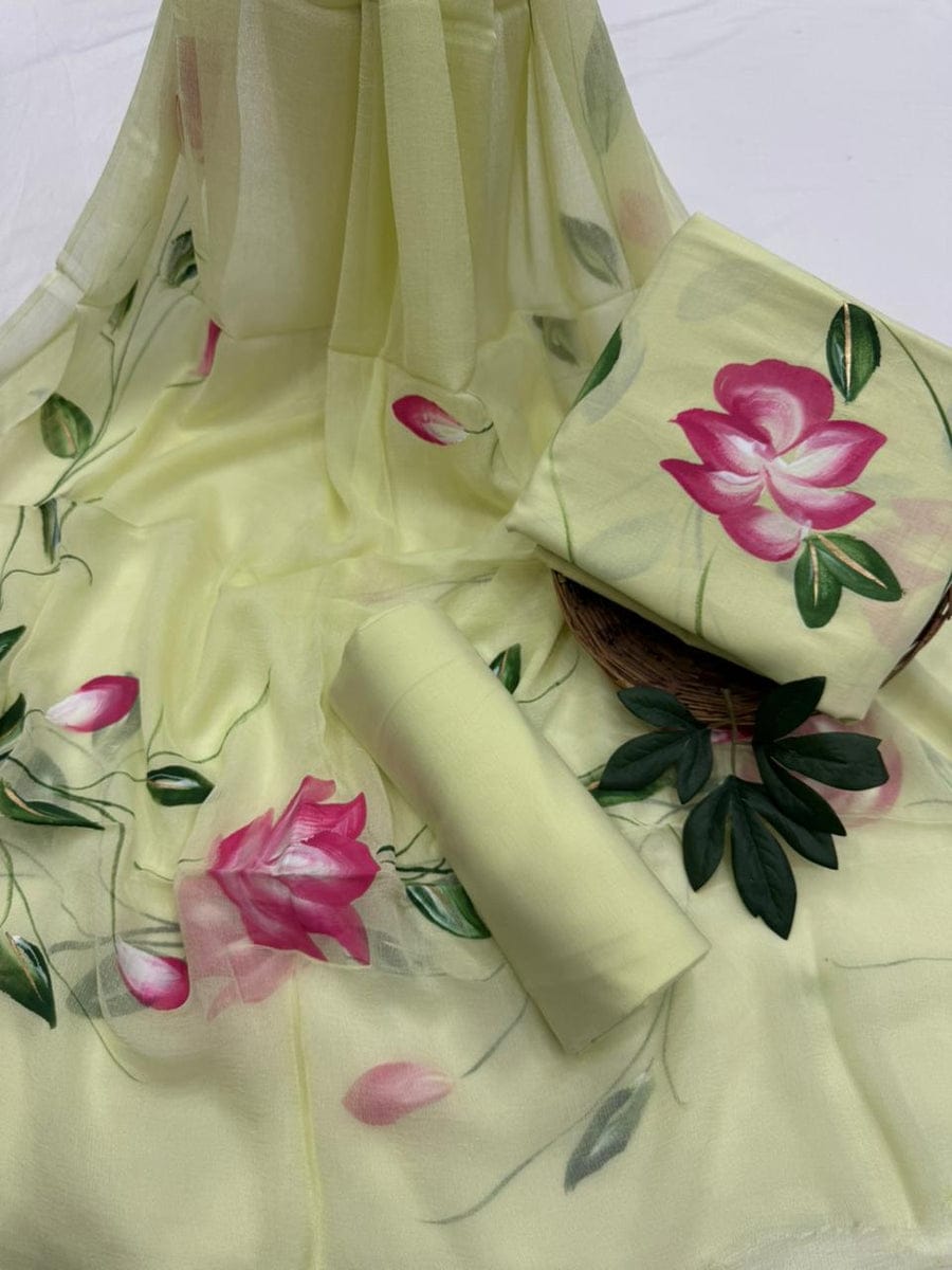DESIGNER HAND BLOCK PRINT PURE COTTON SUIT WITH CHIFFON DUPATTA (PCHFYS60)