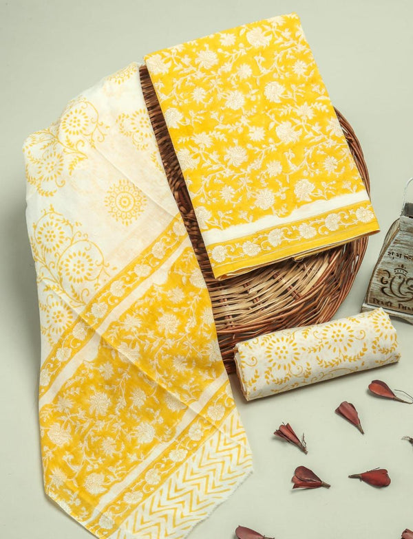 TRADITIONAL HAND BLOCK PRINT PURE COTTON SUIT WITH COTTON MULMUL DUPATTA( MALYS230)