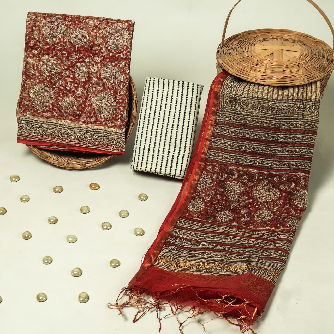 YUVI STYLE HAND BLOCK KOTA DORIA SUIT SET (FKDYS30)