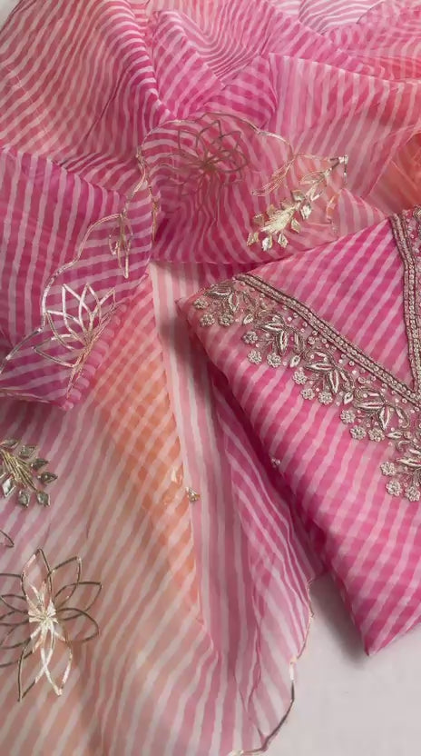 Pure Organza Unstitched Zardogi handwork Work Dupatta Suit (  ZTZ06)